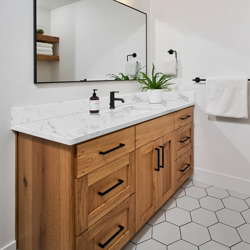 DORNBERG 48" Wide White Engineered Stone Backsplash for Vanity Sink Top ...